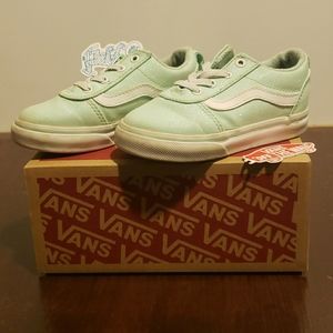 Girls toddlers Vans slip on sz 7.5 glitter aqua